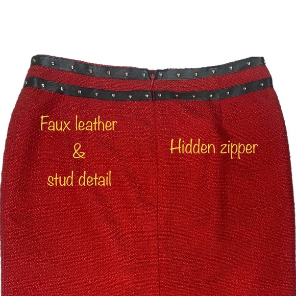 Karl Lagerfeld Paris Chic Mini Skirt Sz 8/10P Edgy Studded Waist Tailored Pencil - Picture 4 of 12
